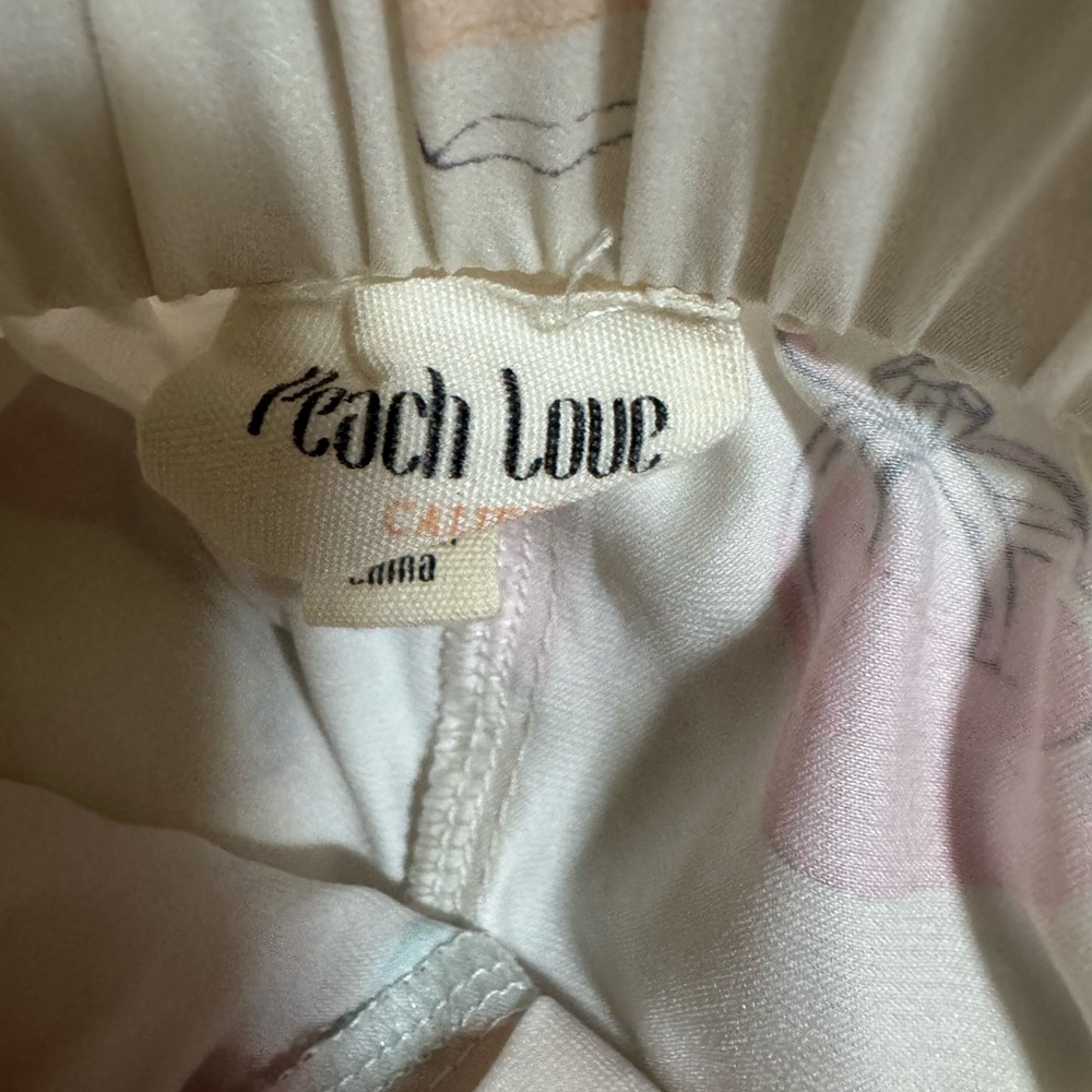 Peach Love California Satin Pajama Set in White and Pink Accents pajamas - Picture 4 of 4